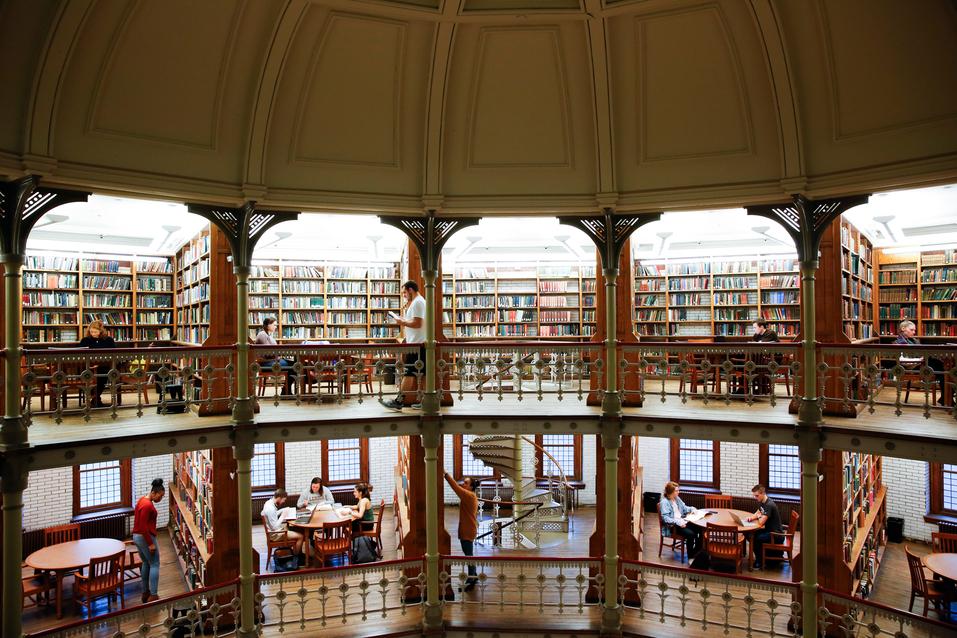 Students in Linderman Library